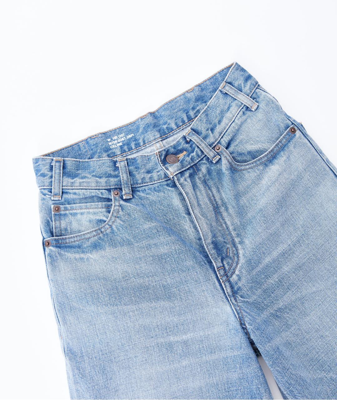 CELINE Голубые хлопковые прямые джинсы, фото 6