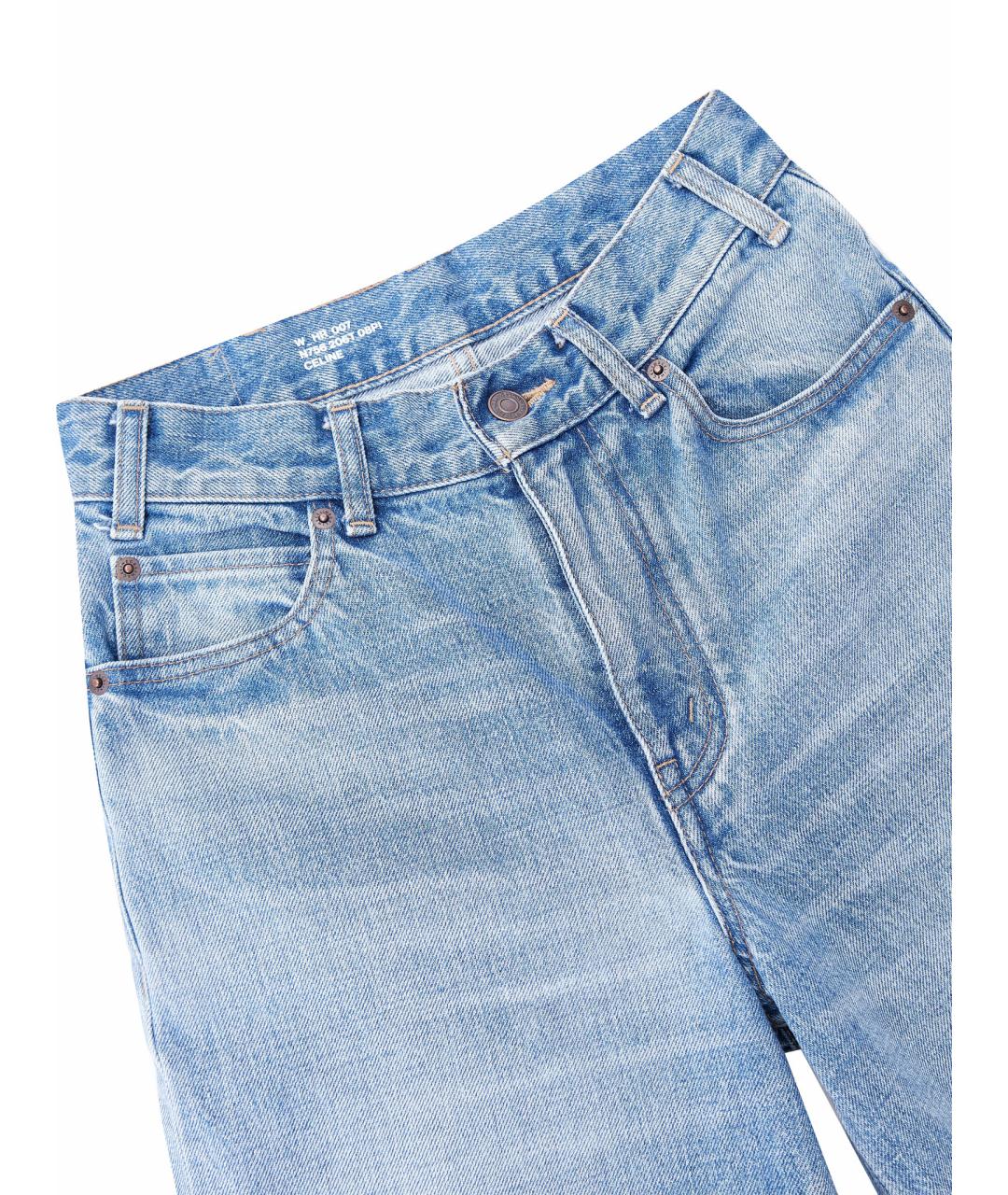 CELINE Голубые хлопковые прямые джинсы, фото 9
