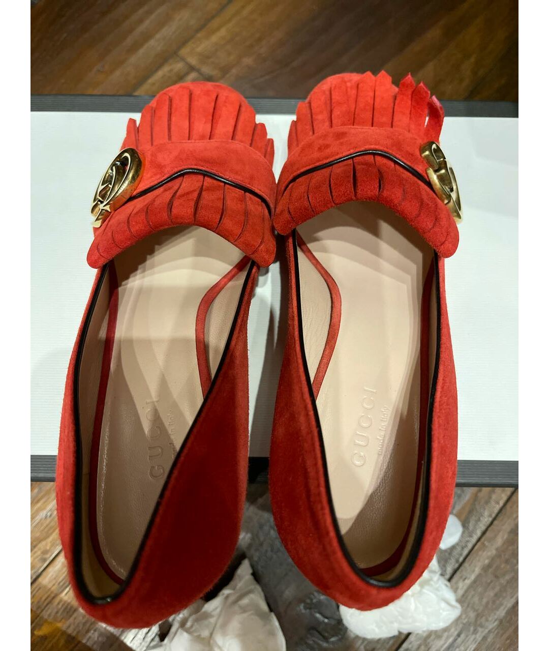 GUCCI Красные замшевые туфли, фото 3