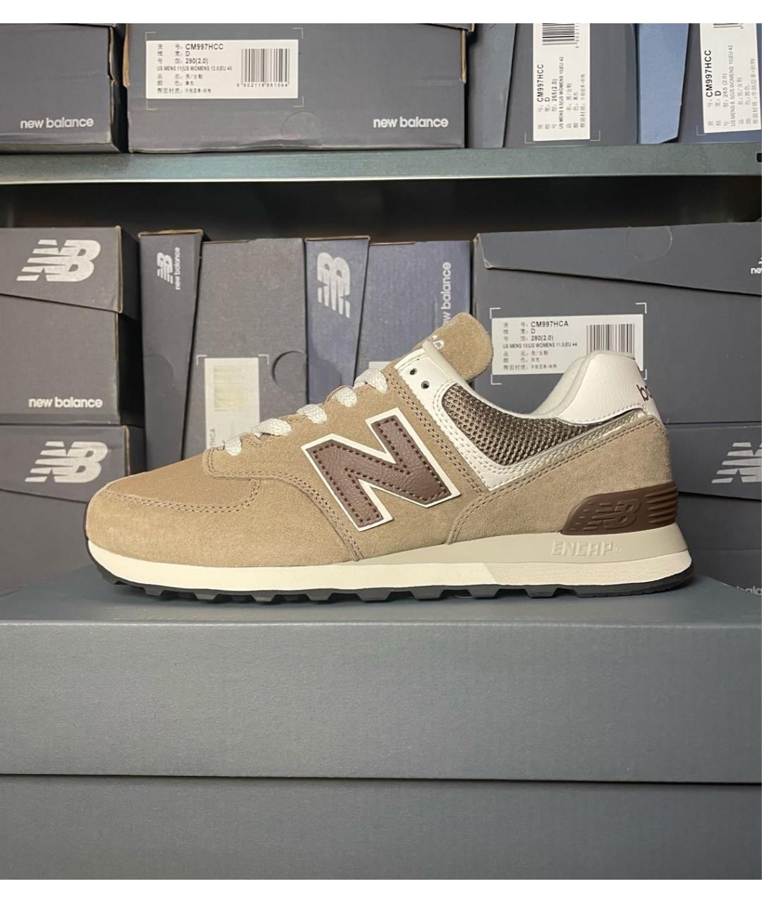 NEW BALANCE Коричневые замшевые низкие кроссовки / кеды, фото 5