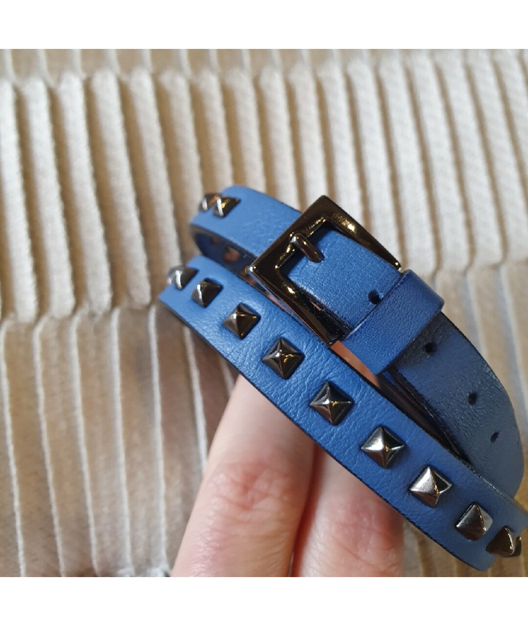 VALENTINO Синий кожаный браслет, фото 2