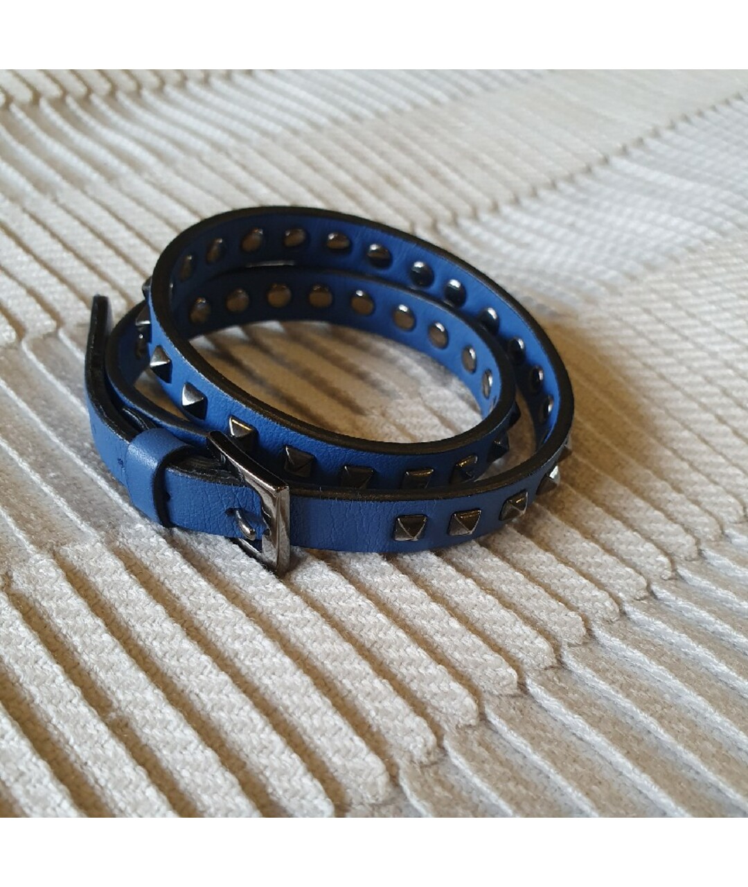 VALENTINO Синий кожаный браслет, фото 5