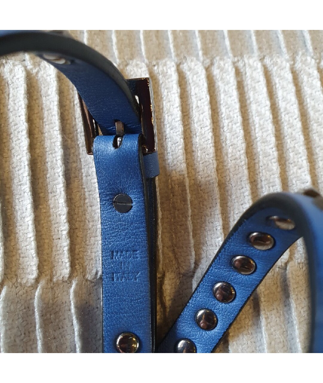 VALENTINO Синий кожаный браслет, фото 4