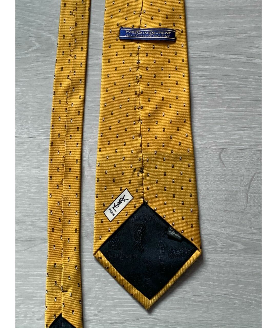 YVES SAINT LAURENT VINTAGE Золотой шелковый галстук, фото 3