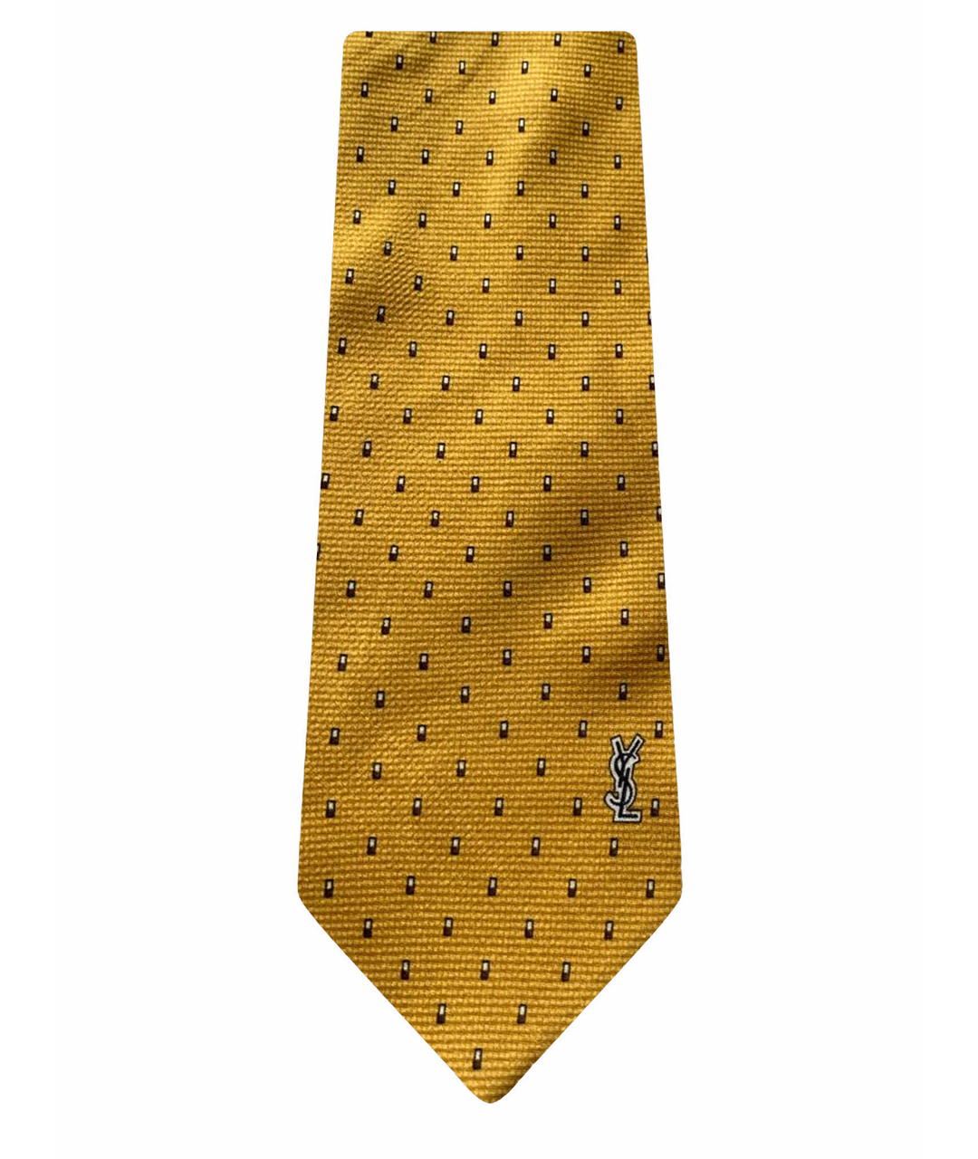 YVES SAINT LAURENT VINTAGE Золотой шелковый галстук, фото 1