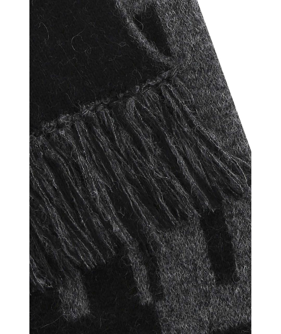 SAINT LAURENT Серый шерстяной шарф, фото 2