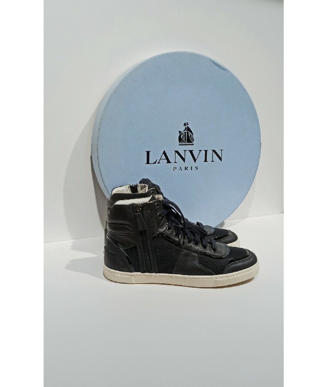 LANVIN Черные кожаные кроссовки, фото 4