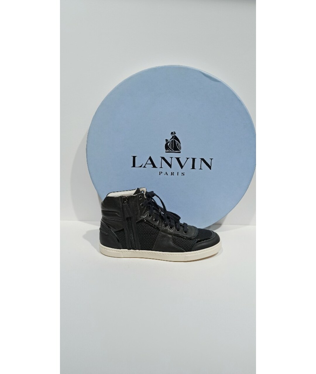 LANVIN Черные кожаные кроссовки, фото 8