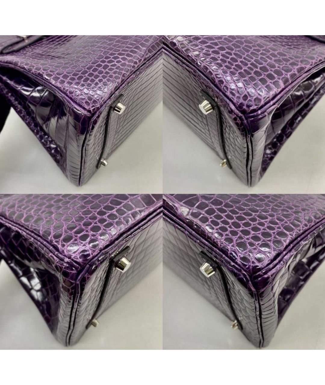 HERMES PRE-OWNED Фиолетовая сумка с короткими ручками из экзотической кожи, фото 4
