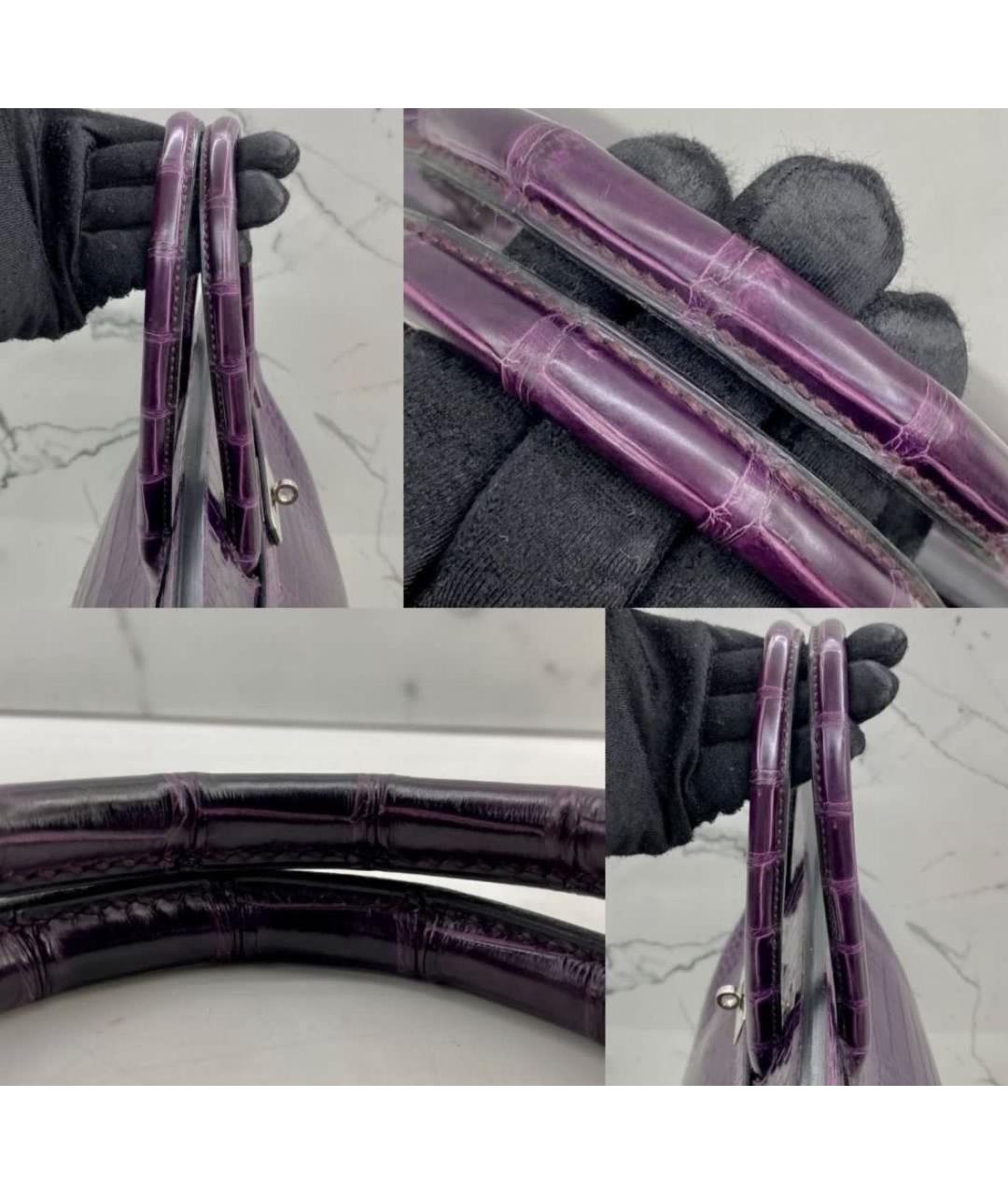 HERMES PRE-OWNED Фиолетовая сумка с короткими ручками из экзотической кожи, фото 3
