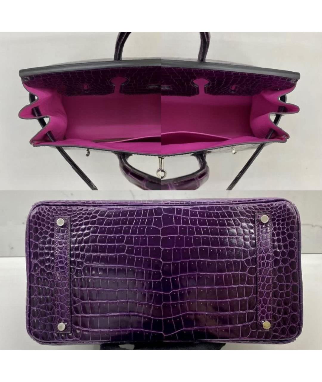 HERMES PRE-OWNED Фиолетовая сумка с короткими ручками из экзотической кожи, фото 2