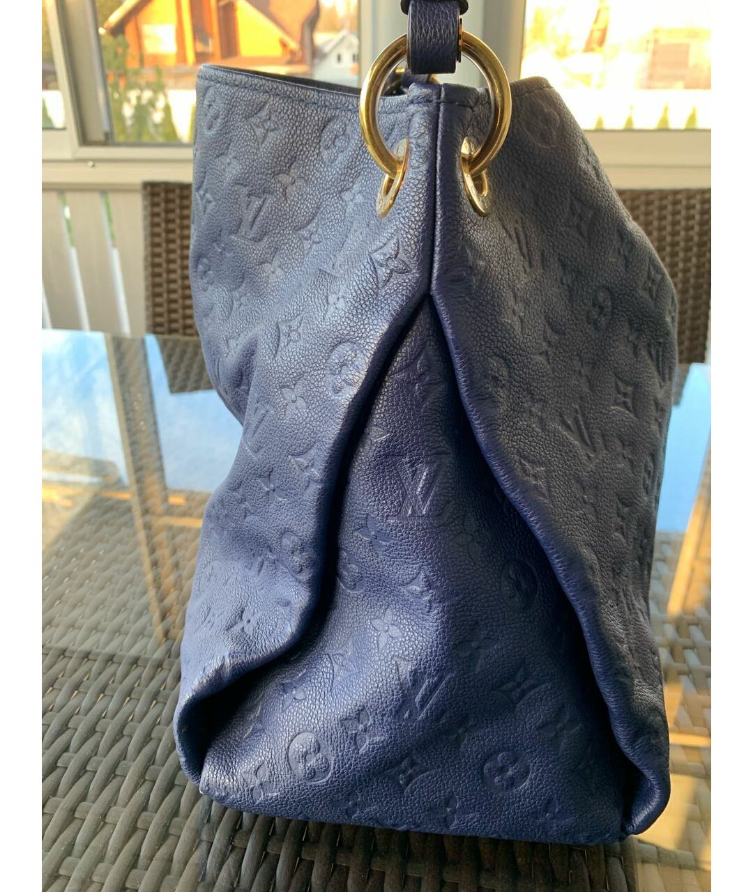 LOUIS VUITTON PRE-OWNED Синяя кожаная сумка тоут, фото 4