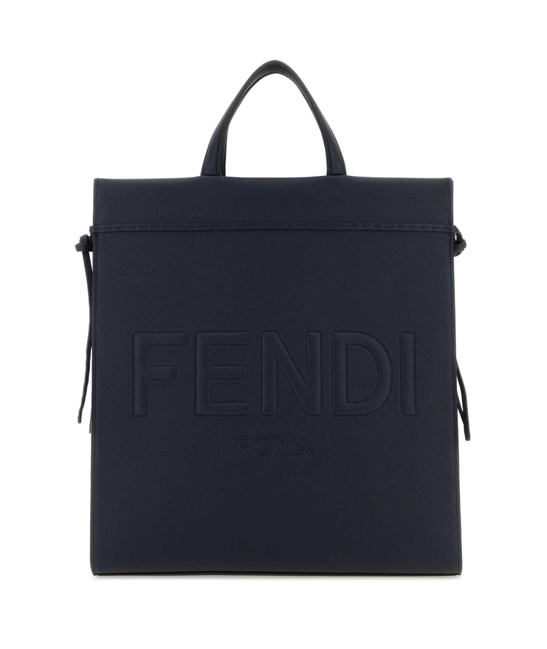 FENDI Темно-синяя кожаная сумка тоут, фото 1