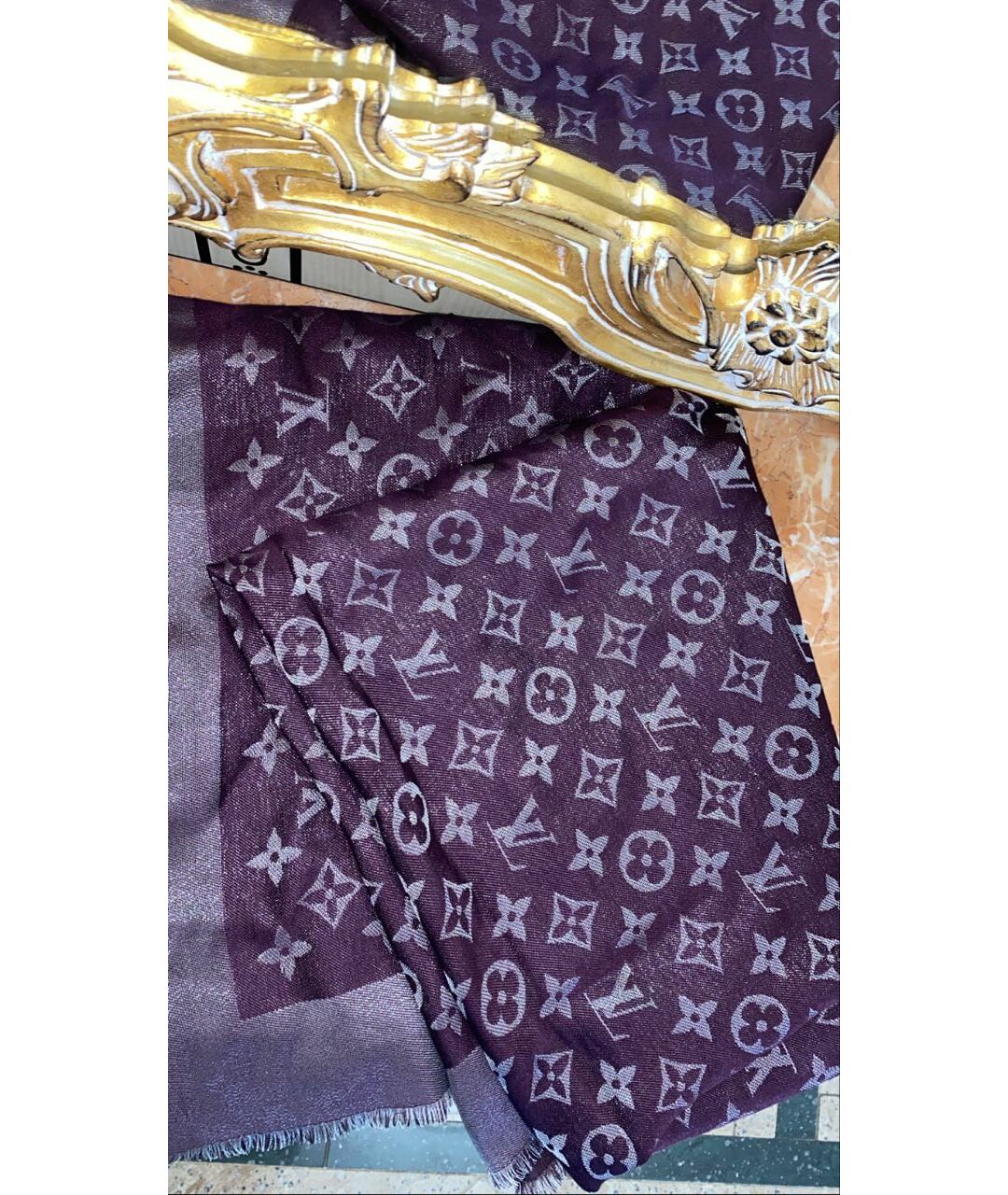 LOUIS VUITTON PRE-OWNED Фиолетовый шарф, фото 5