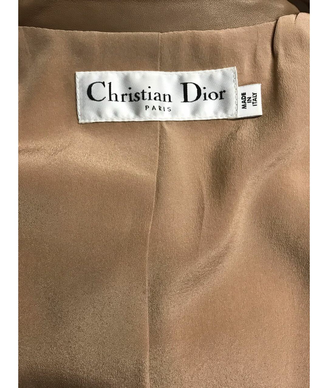 CHRISTIAN DIOR PRE-OWNED Бежевая кожаная куртка, фото 5