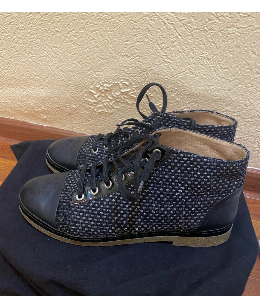 CHANEL PRE-OWNED Темно-синие кожаные ботинки, фото 7