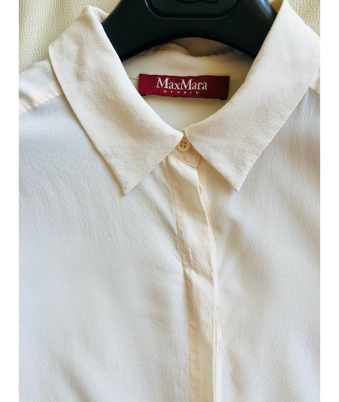 MAX MARA STUDIO Бежевая шелковая рубашка, фото 3