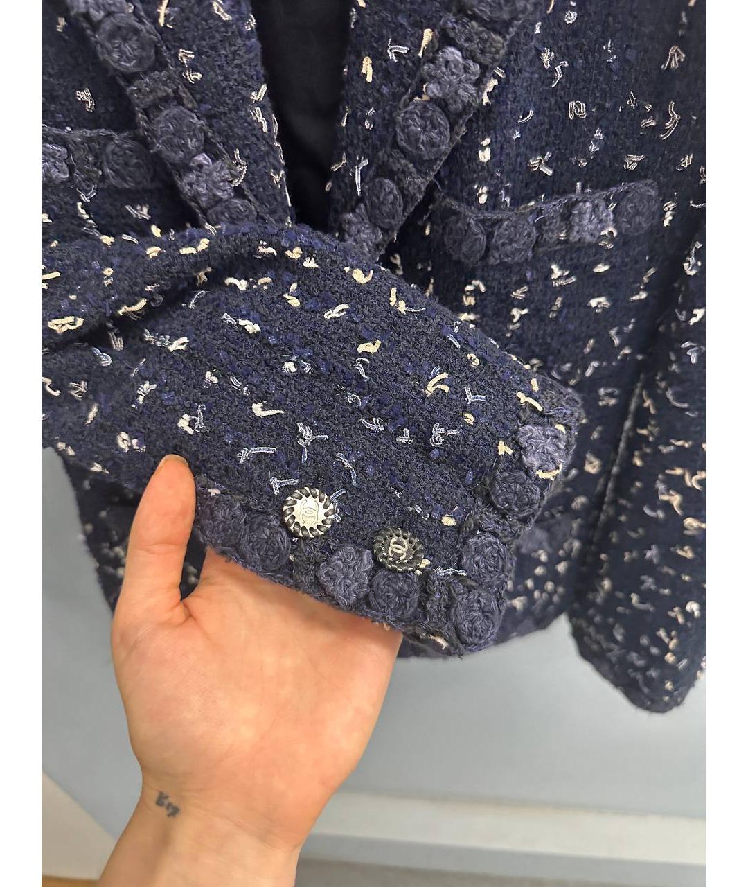 CHANEL Темно-синий хлопковый жакет/пиджак, фото 8