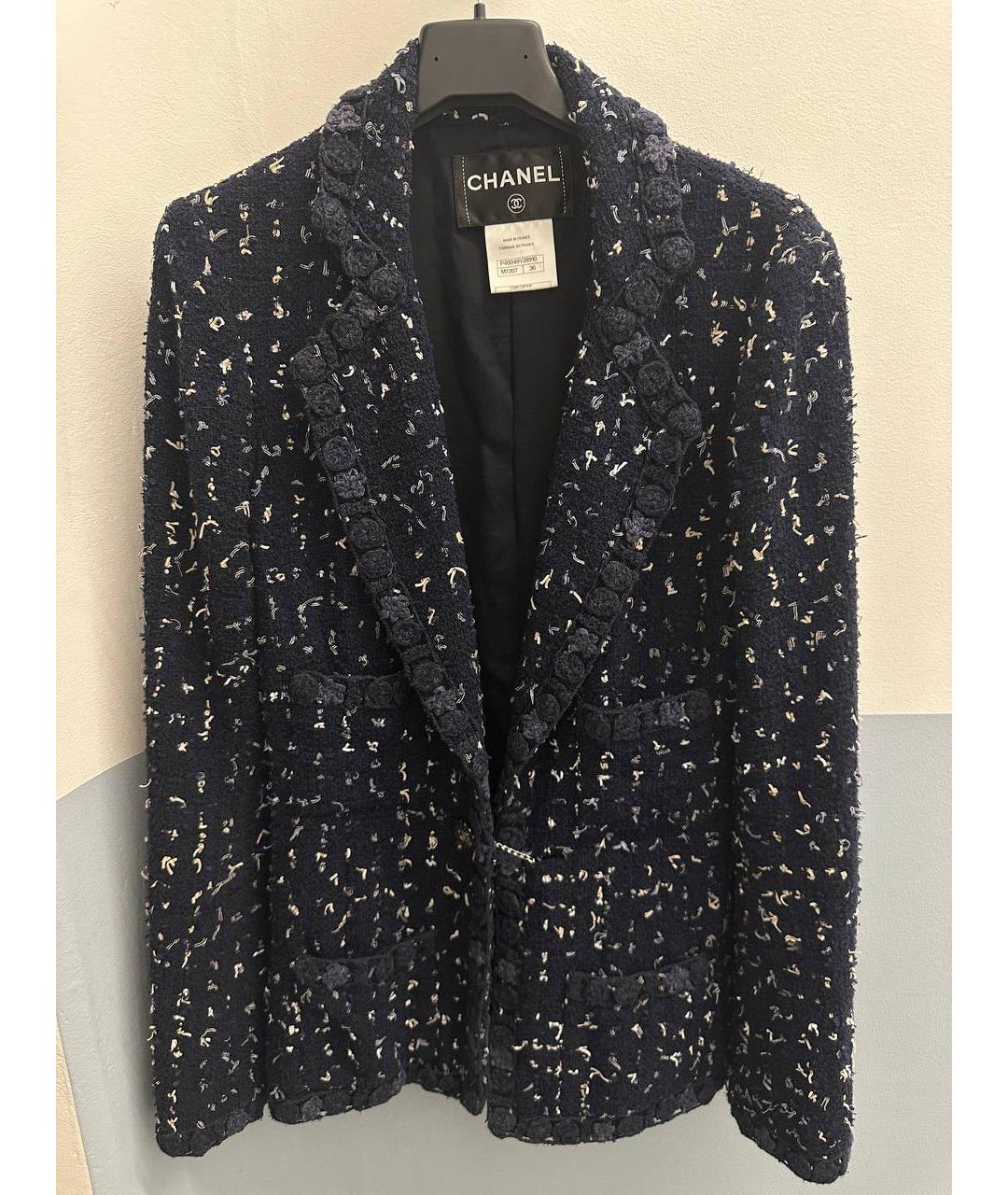CHANEL Темно-синий хлопковый жакет/пиджак, фото 10
