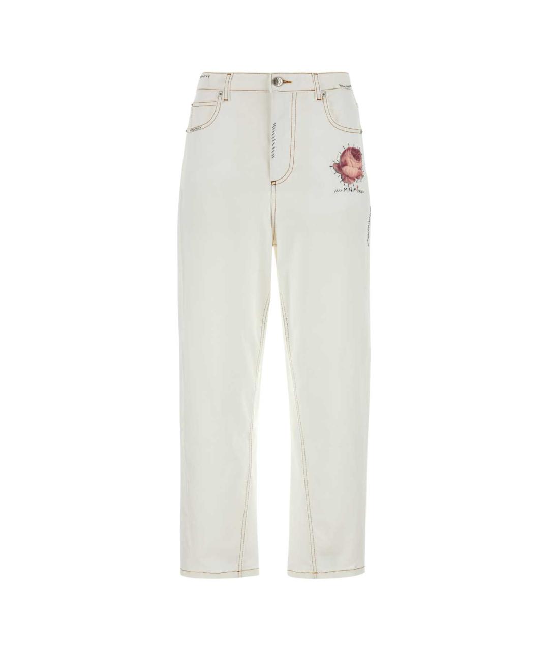 MARNI Белые хлопковые прямые джинсы, фото 1