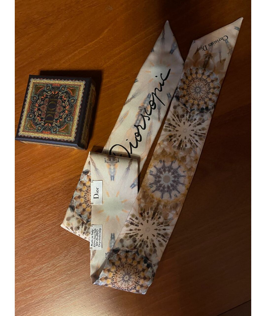 CHRISTIAN DIOR PRE-OWNED Бежевый шелковый шарф, фото 3