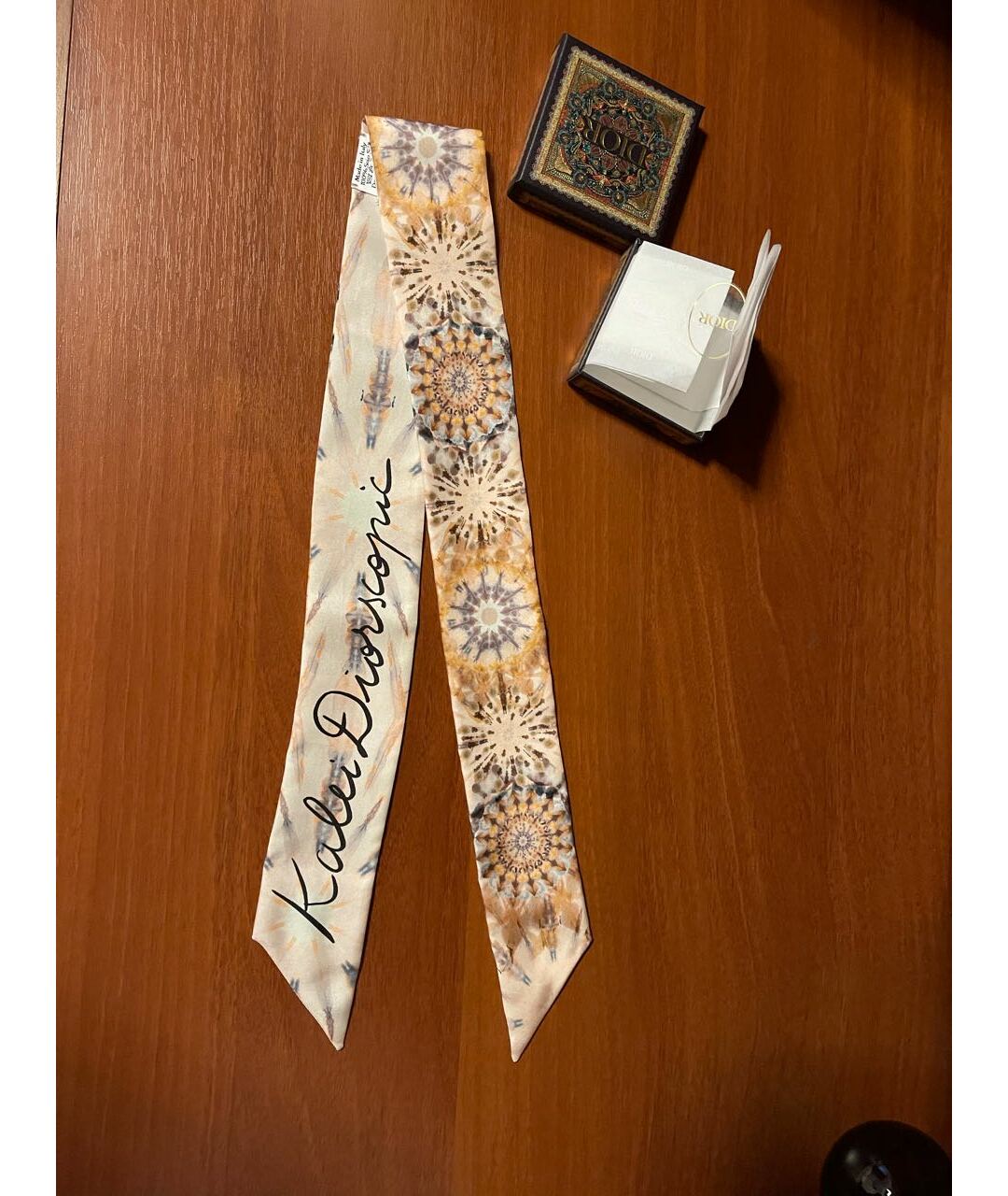 CHRISTIAN DIOR PRE-OWNED Бежевый шелковый шарф, фото 6