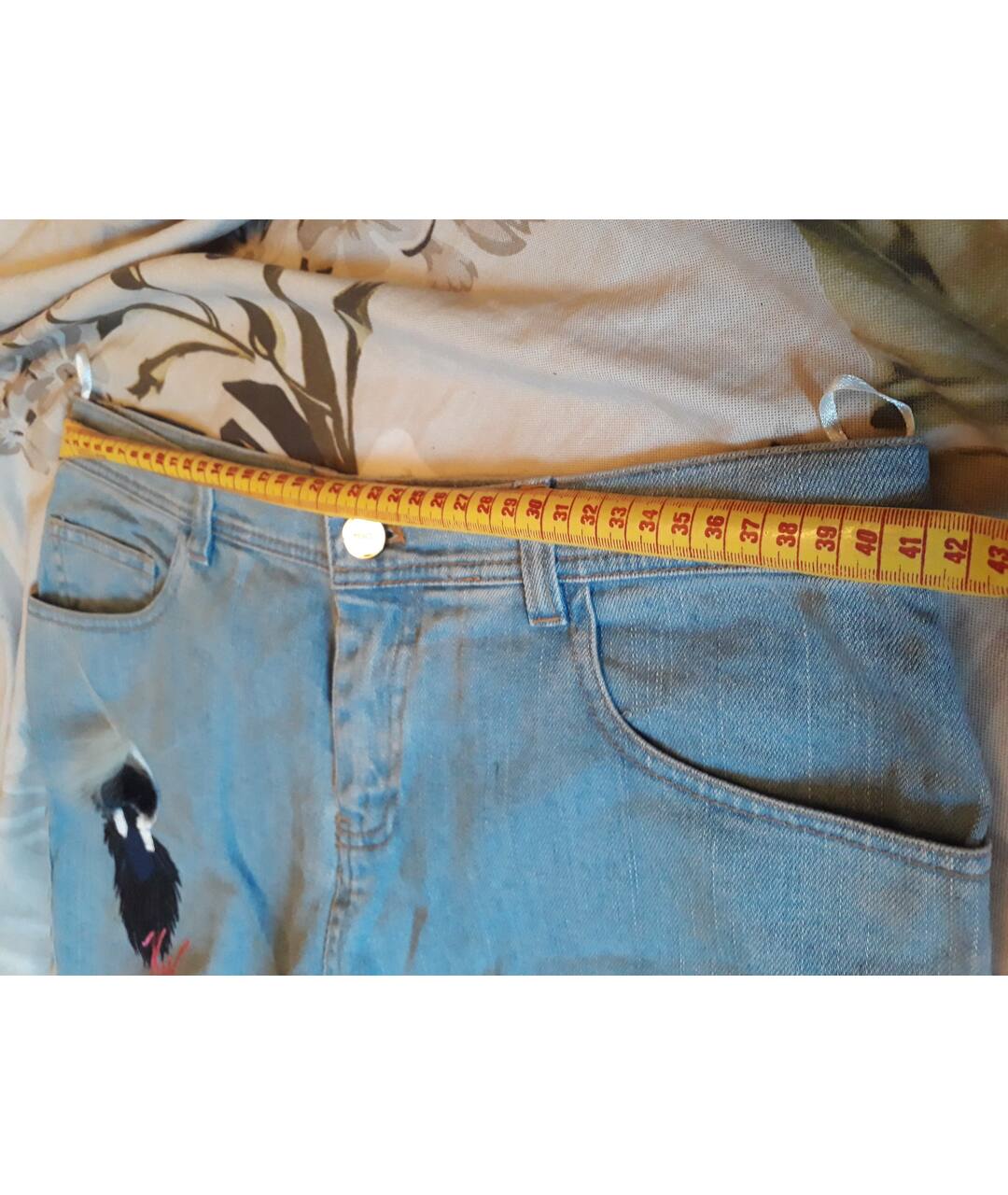 FENDI Голубые хлопковые прямые джинсы, фото 4