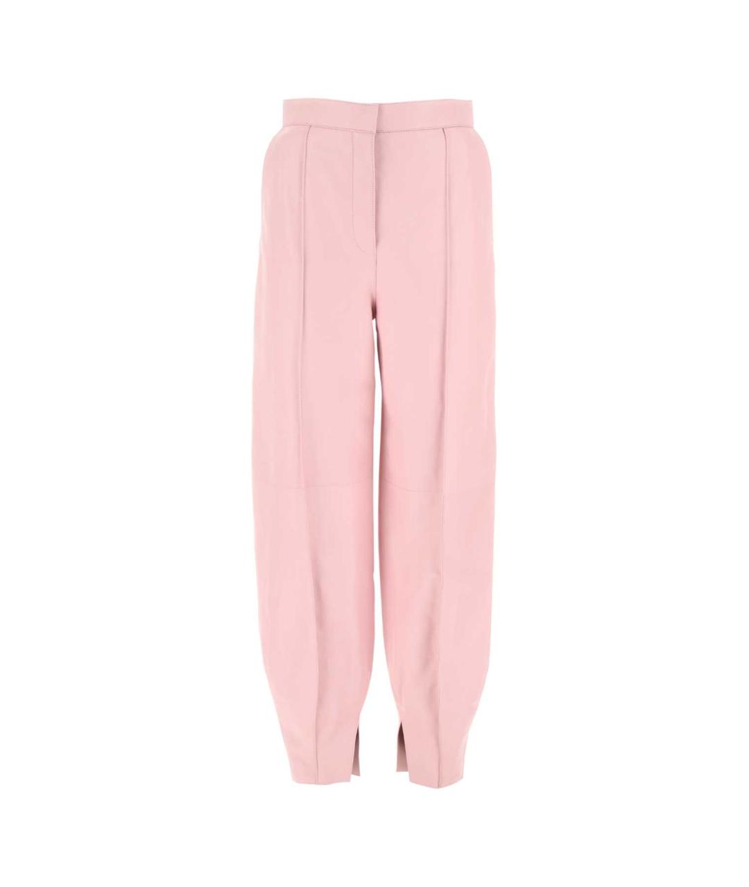 LOEWE Розовые полиэстеровые прямые брюки, фото 1