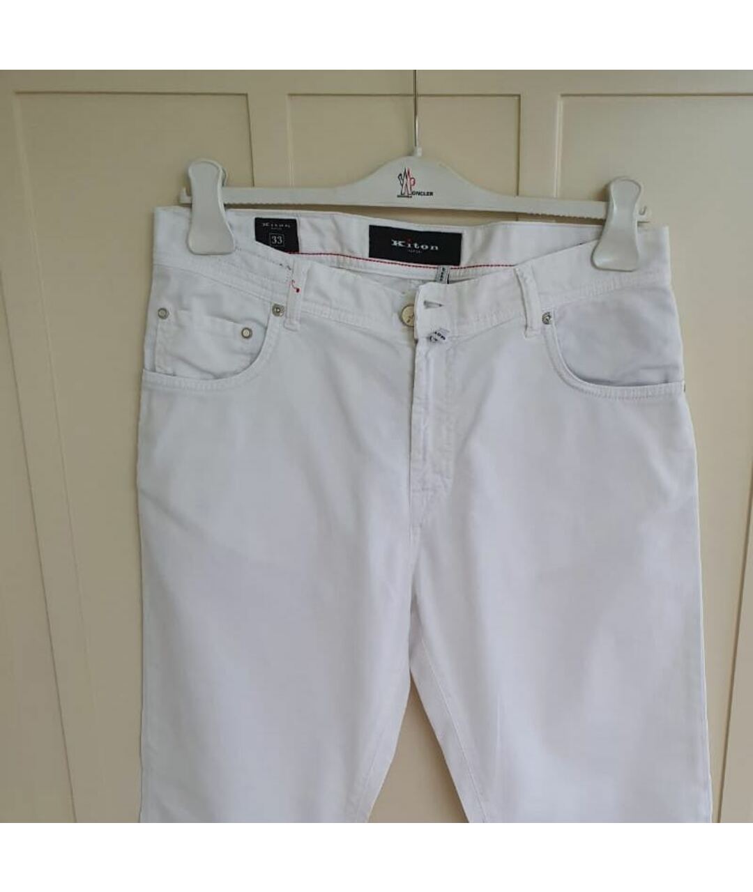 KITON Белые хлопковые прямые джинсы, фото 4