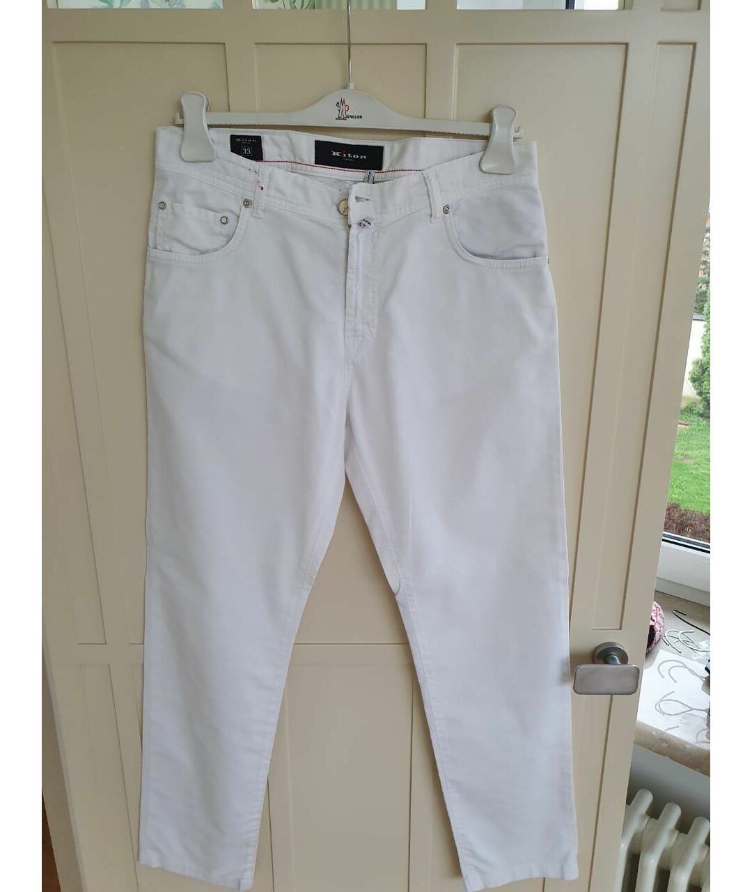 KITON Белые хлопковые прямые джинсы, фото 5