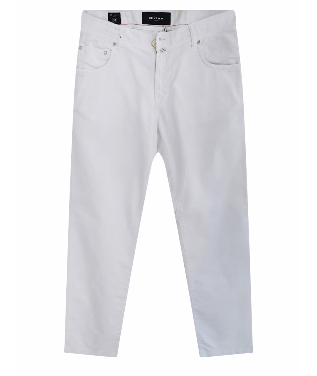 KITON Белые хлопковые прямые джинсы, фото 1