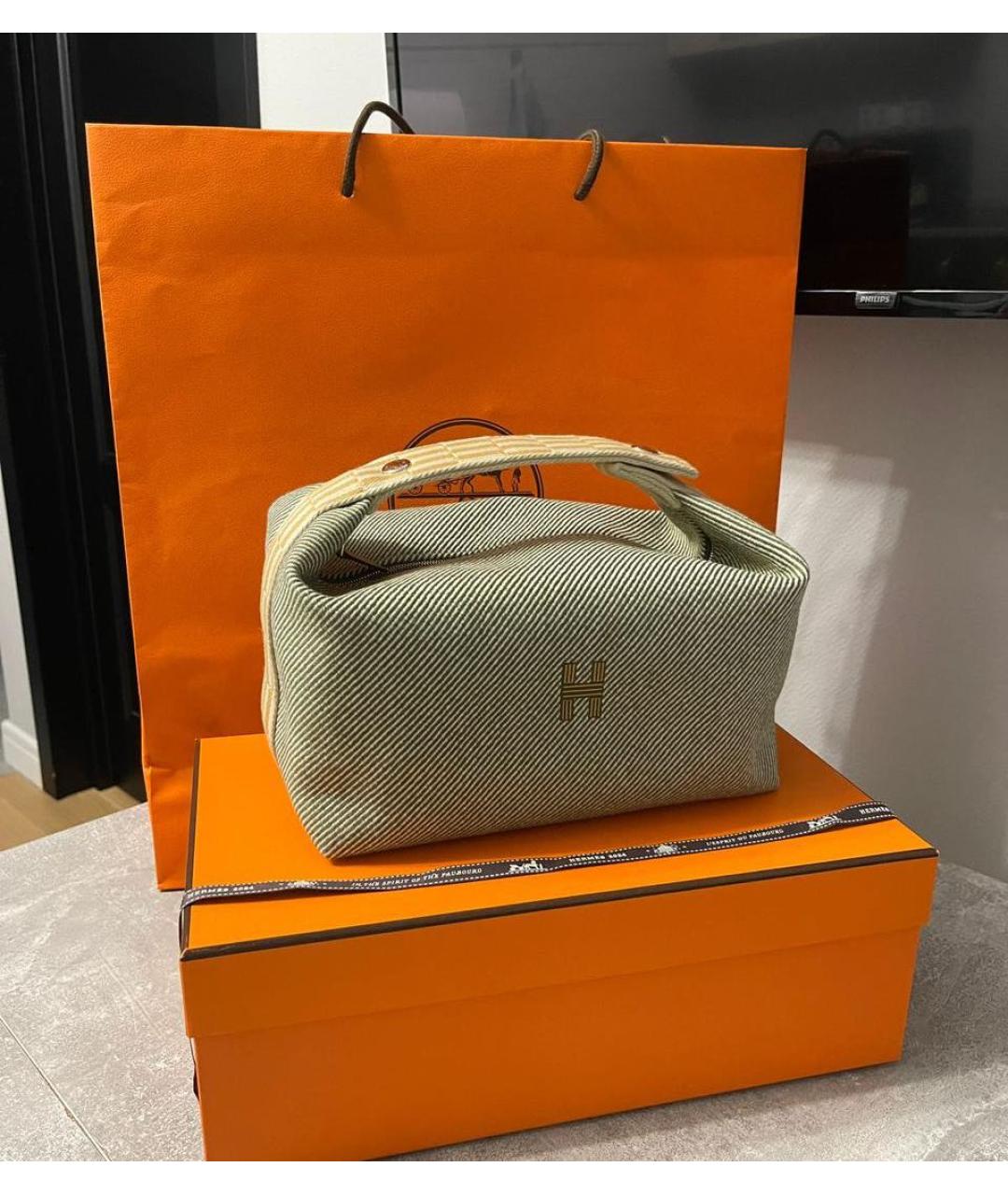 HERMES PRE-OWNED Бежевая тканевая косметичка, фото 2