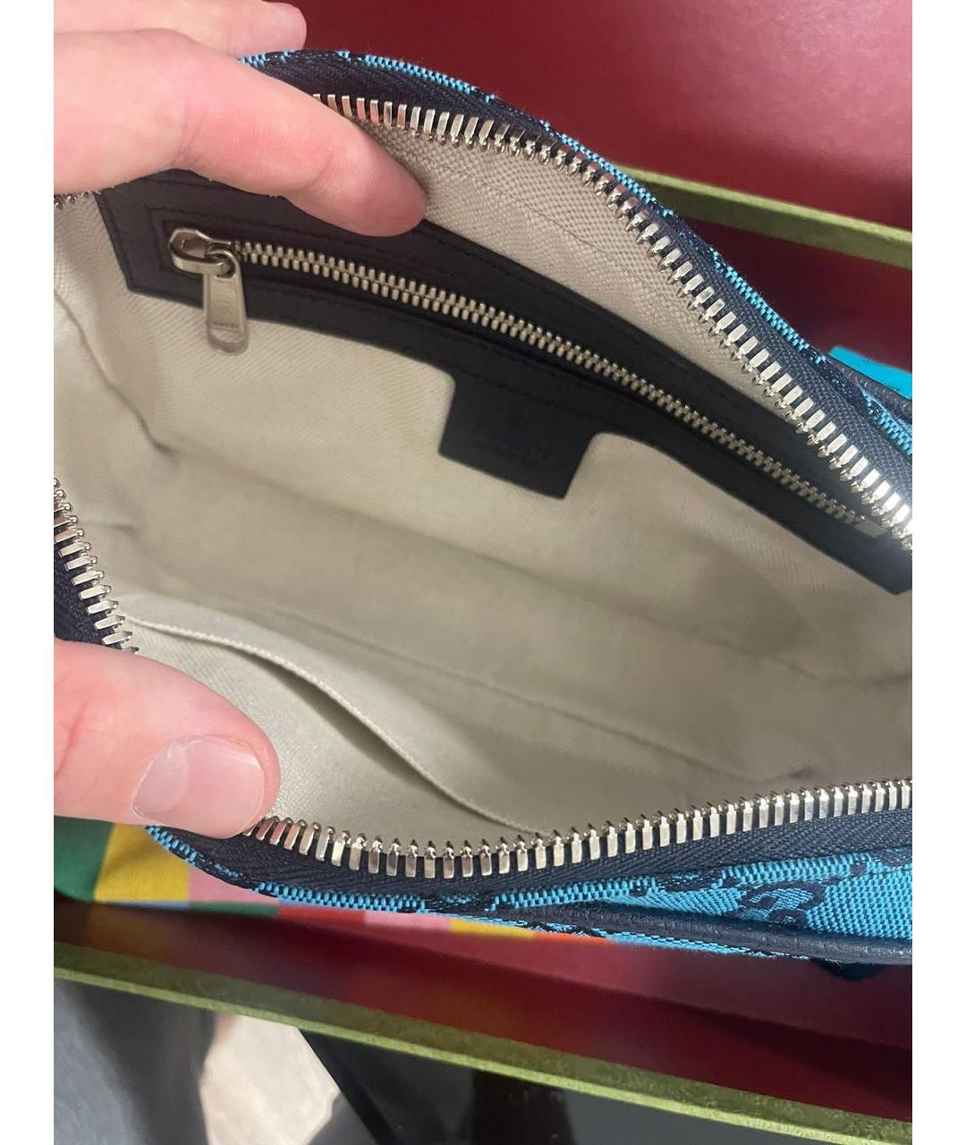 GUCCI Синяя жаккардовая сумка на плечо, фото 4