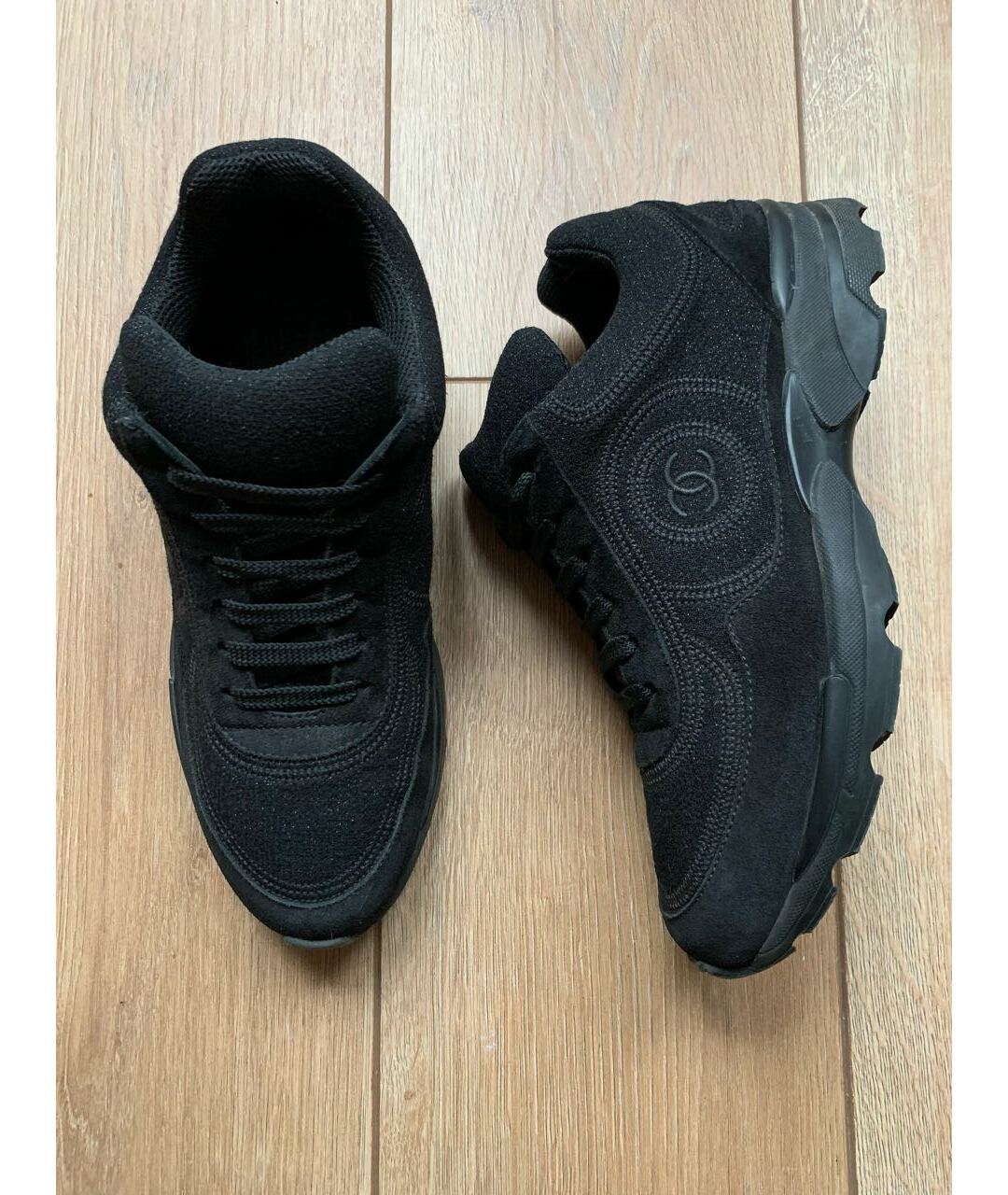 CHANEL PRE-OWNED Черные текстильные кроссовки, фото 6