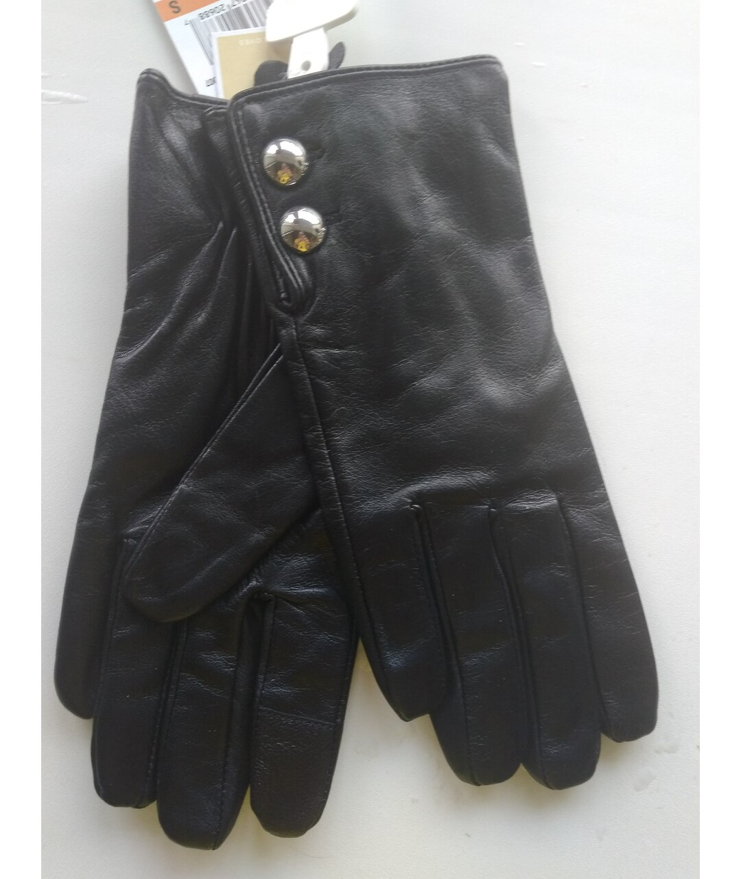 MICHAEL KORS Черные кожаные перчатки, фото 3