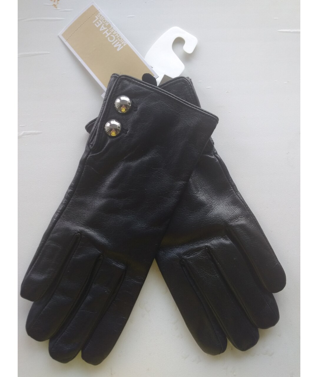 MICHAEL KORS Черные кожаные перчатки, фото 8