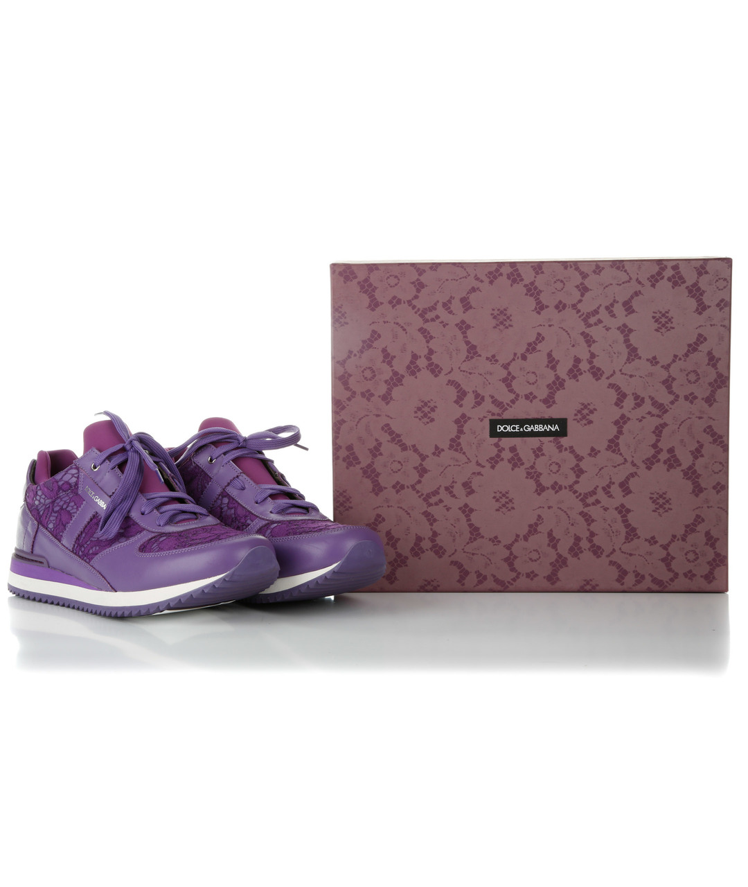 DOLCE&GABBANA Фиолетовые кожаные кроссовки, фото 9