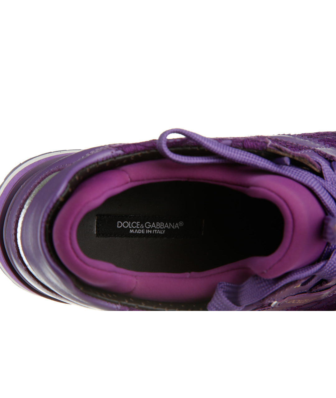 DOLCE&GABBANA Фиолетовые кожаные кроссовки, фото 6
