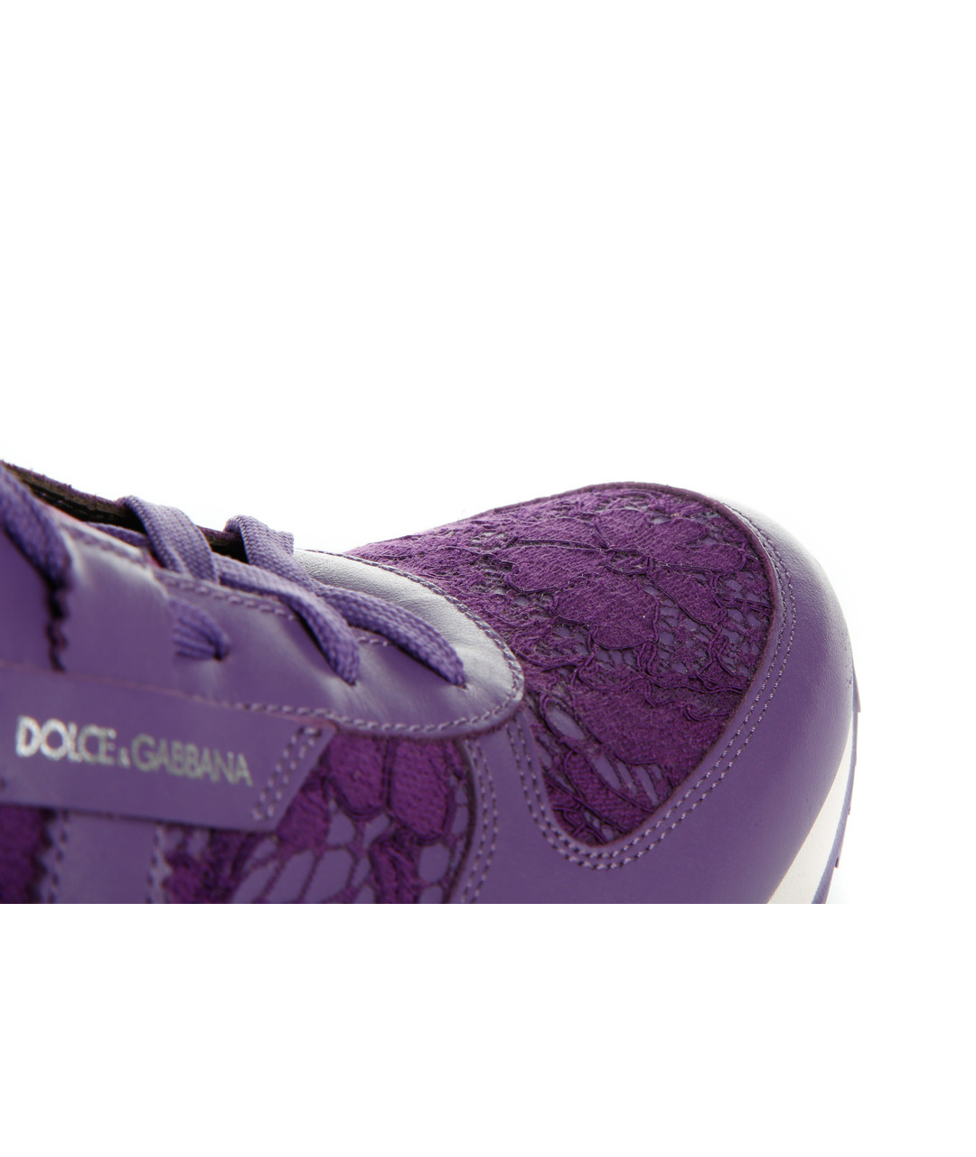 DOLCE&GABBANA Фиолетовые кожаные кроссовки, фото 7