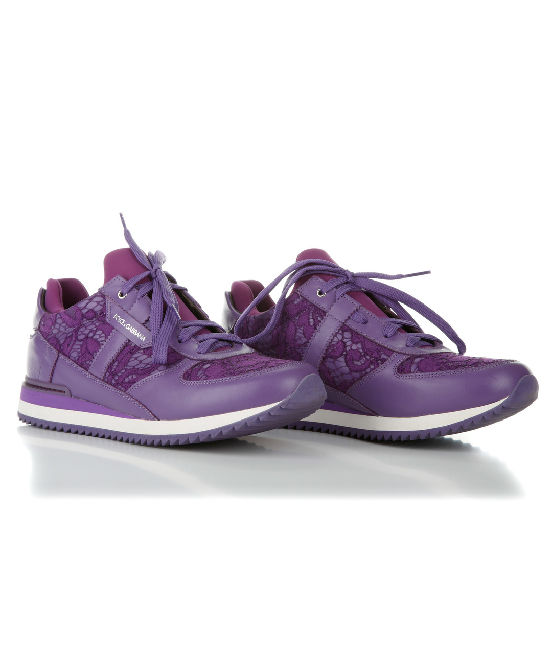 DOLCE&GABBANA Фиолетовые кожаные кроссовки, фото 2