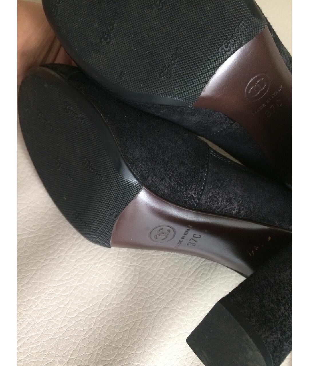 CHANEL PRE-OWNED Черные нубуковые туфли, фото 4