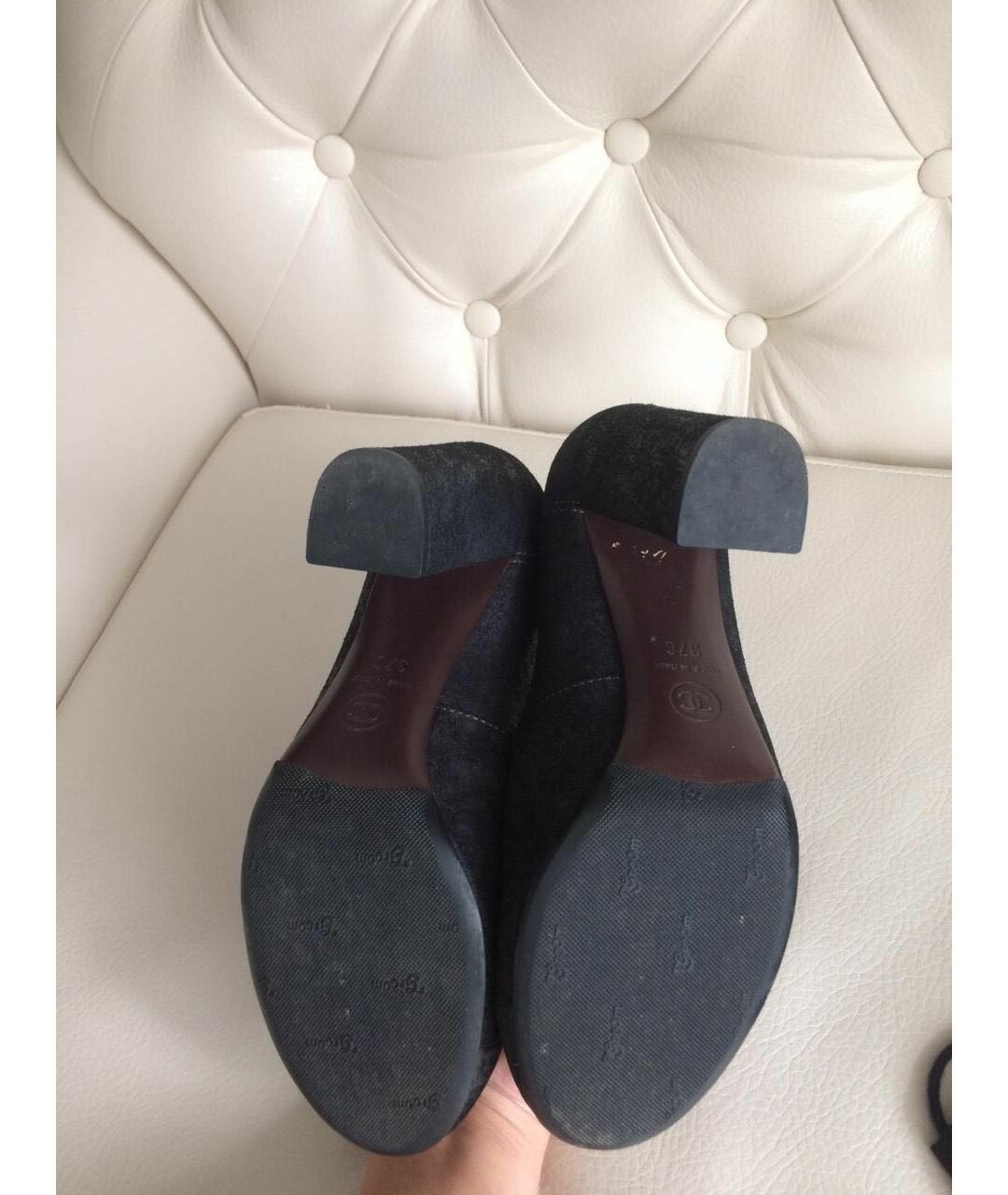 CHANEL PRE-OWNED Черные нубуковые туфли, фото 3