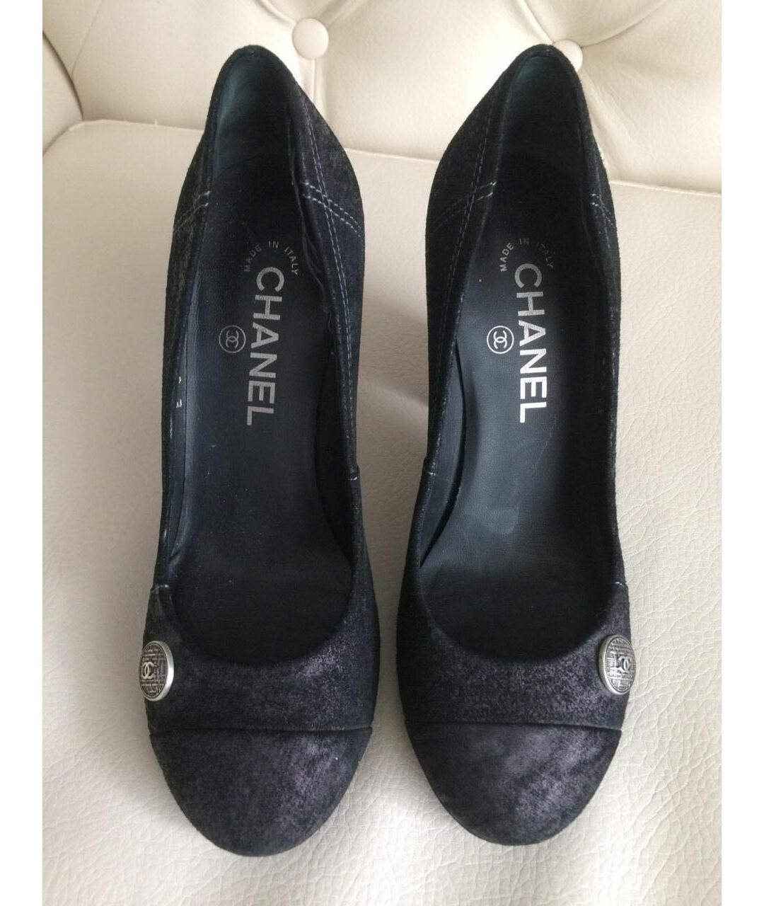 CHANEL PRE-OWNED Черные нубуковые туфли, фото 2
