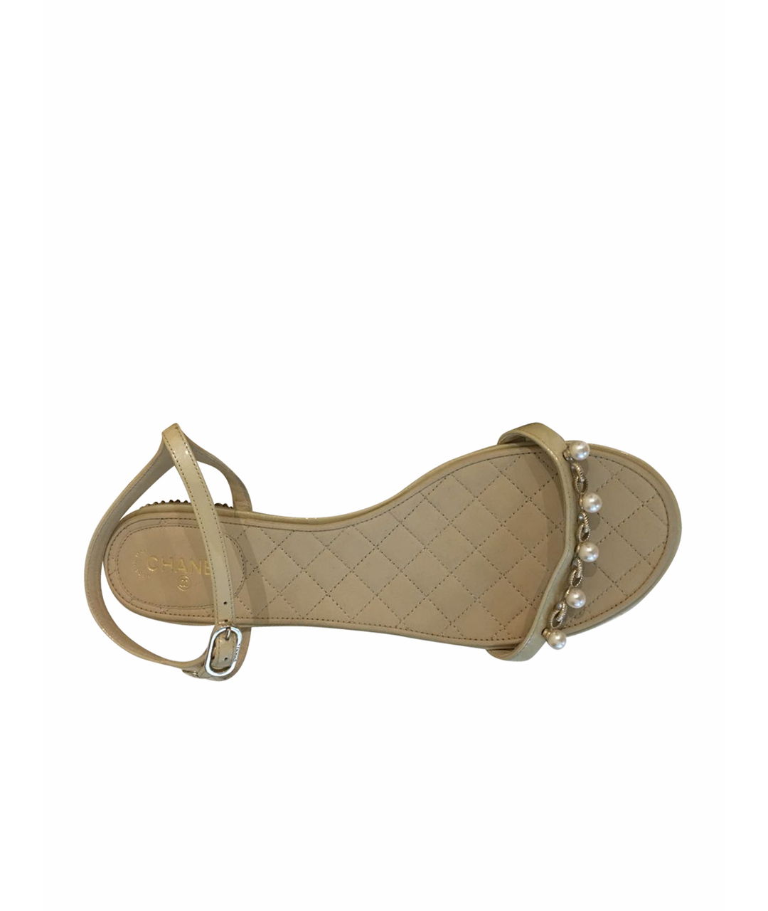 CHANEL PRE-OWNED Бежевые сандалии из лакированной кожи, фото 1