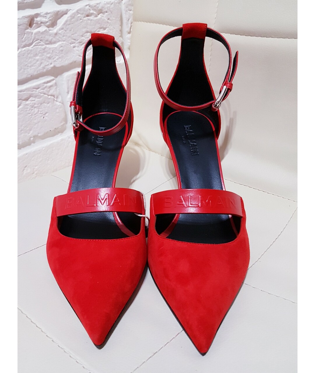 BALMAIN Красные замшевые туфли, фото 2