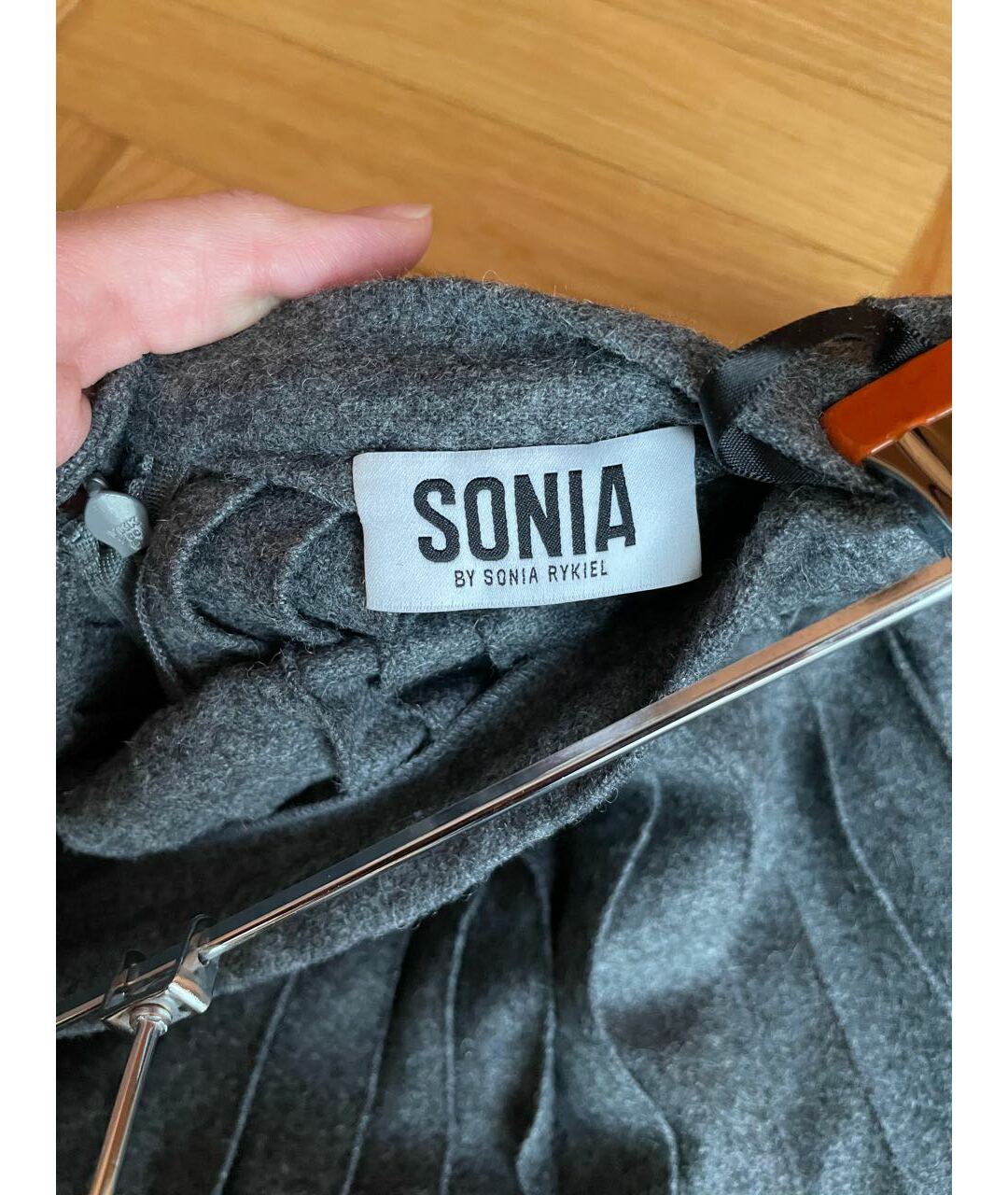 SONIA BY SONIA RYKIEL Серая шерстяная юбка миди, фото 4