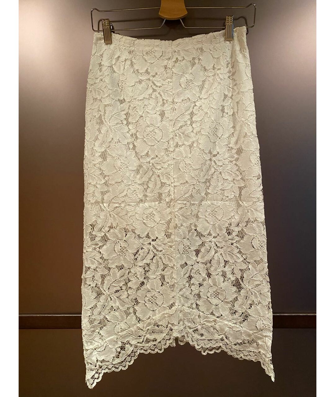 SANDRO Белая кружевная юбка миди, фото 4