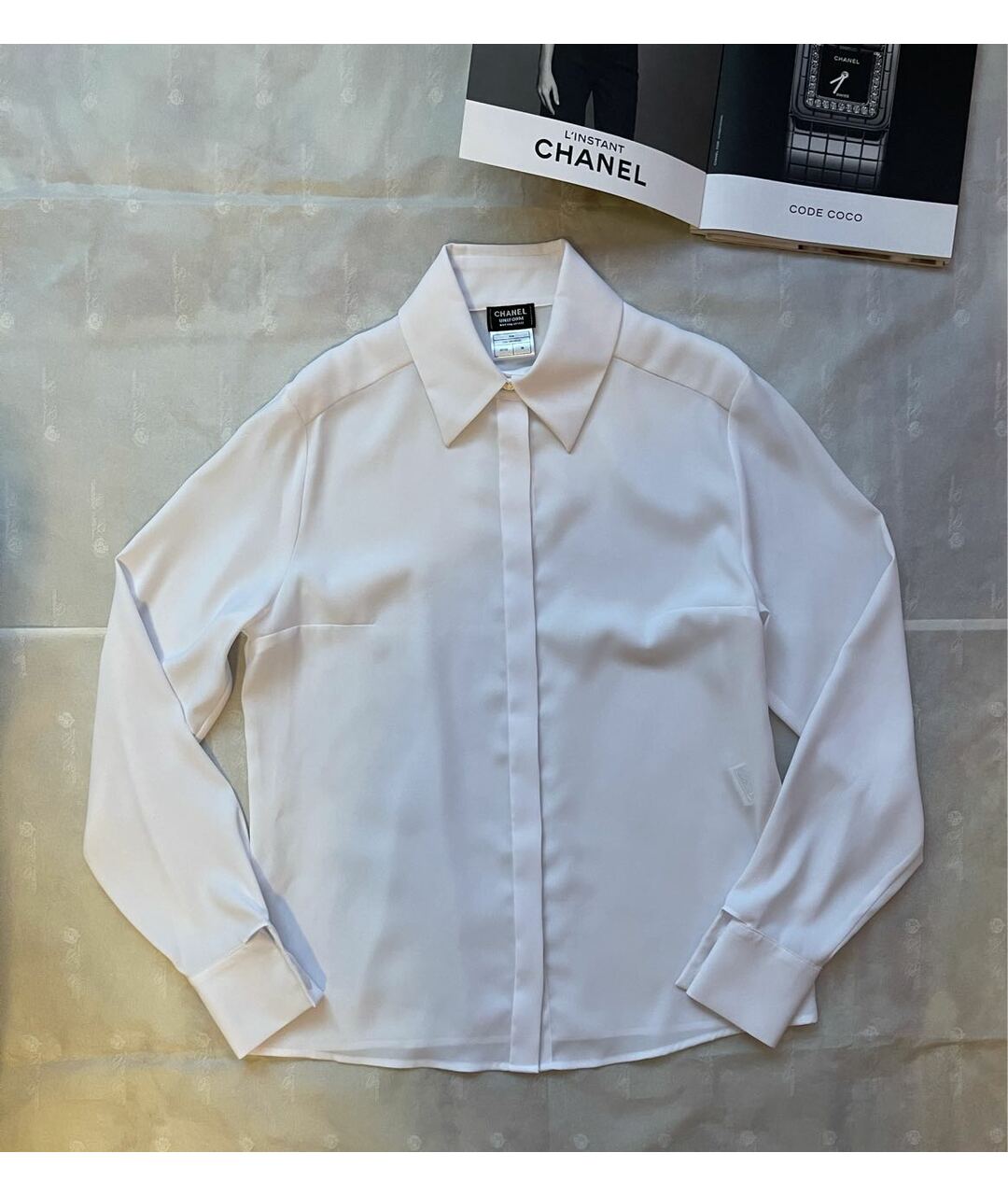 CHANEL PRE-OWNED Белая шифоновая рубашка, фото 7