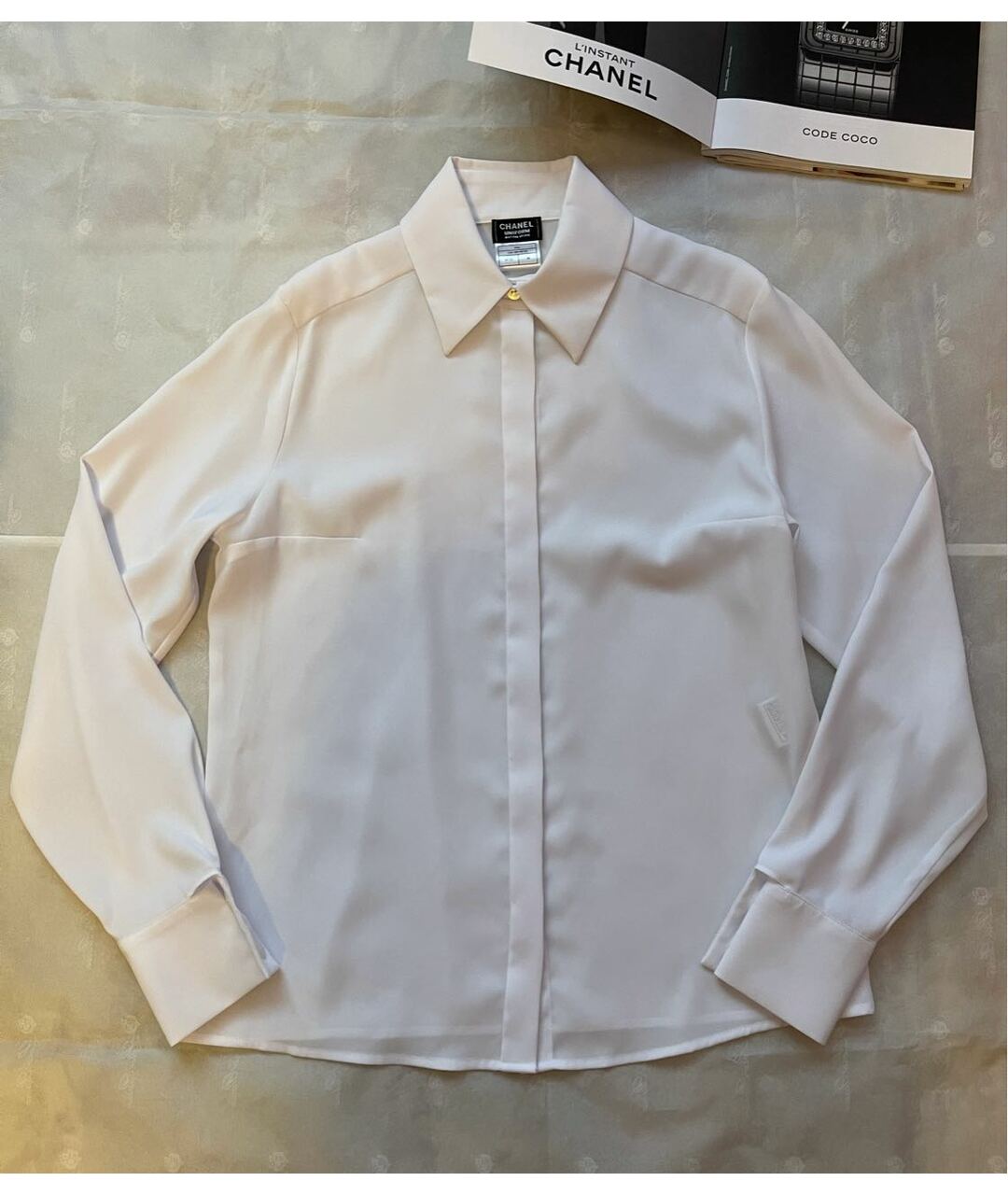 CHANEL PRE-OWNED Белая шифоновая рубашка, фото 2