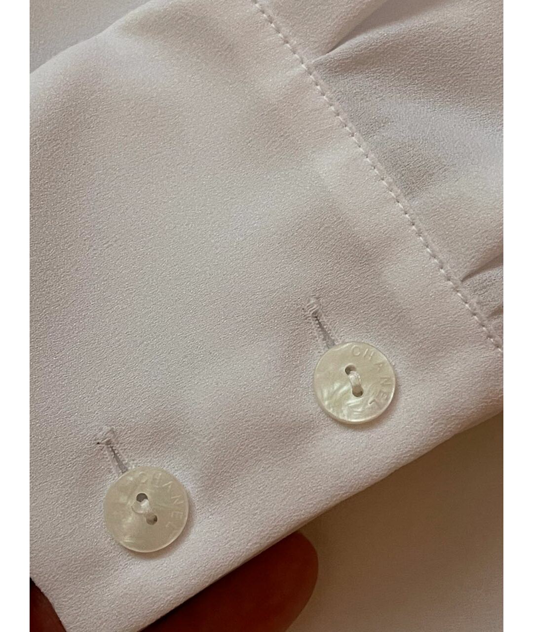 CHANEL PRE-OWNED Белая шифоновая рубашка, фото 4